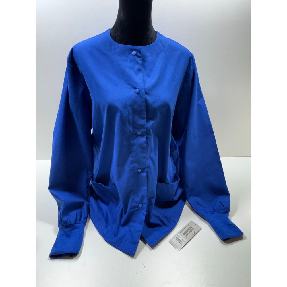 Butter Soft Stretch Women’s Long Sleeve Snap Front Scrub Jacket Sz L Medical